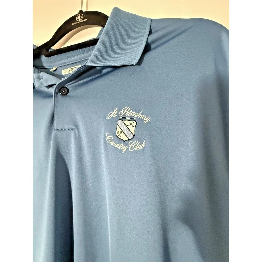 Adidas Climalite Golf Polo Mens L St. Petersburg CC 2 Pack Blue and White